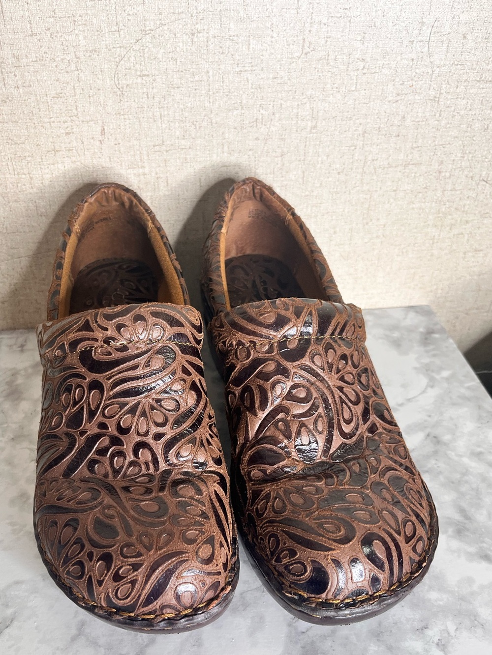 b.o.c. Brown Laser-Cut Leather Clogs - Picture 2 of 9